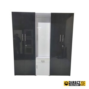 5 Door wardrobe glossy white and black (3)