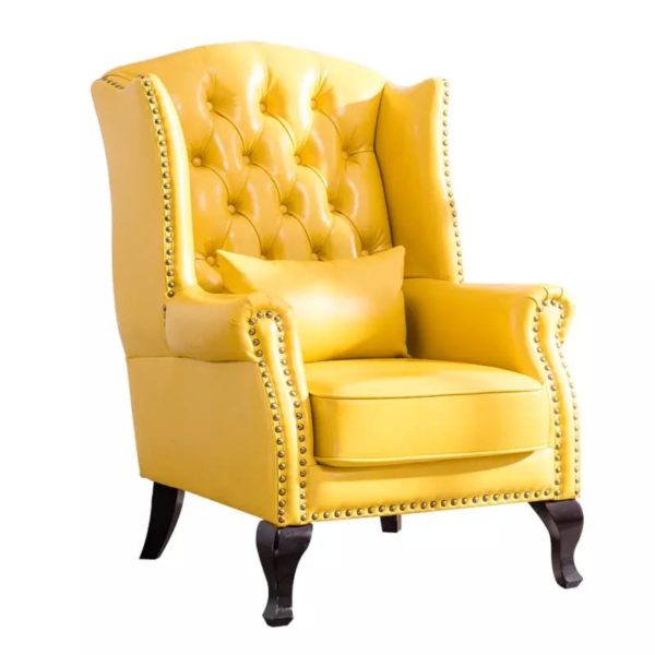 P V Leather Yellow Maharajah Chair